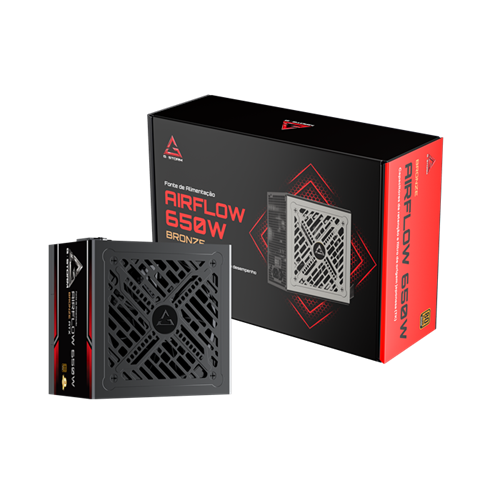 01 FONTE GSTORM ATX 650W AIRFLOW 80 PLUS BRONZE COM CABO DE FORCA