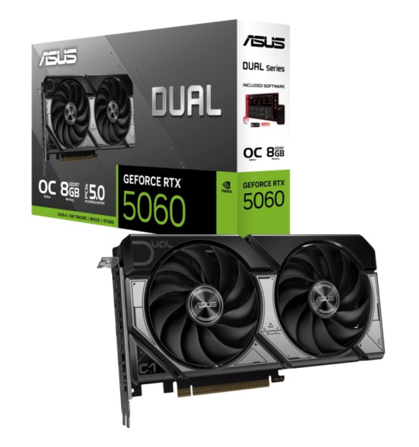 PLACA DE VIDEO ASUS GEFORCE RTX 5060 DUAL OC EDITION ADVANCED 2X 8GB - 128 BITS - HDMI/3X DP - 90YV0PS0-M0NA00
